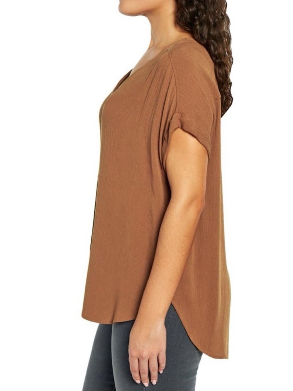 Orvis Brown V-Neck Short Sleeve Women’s Top